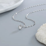 Silver Natural Mother-of-pearl Peach Heart Necklace Female