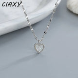 Silver Natural Mother-of-pearl Peach Heart Necklace Female
