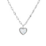 Silver Natural Mother-of-pearl Peach Heart Necklace Female