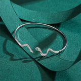 Silver Serpentine Bangles with Zircon Snake Bracelets