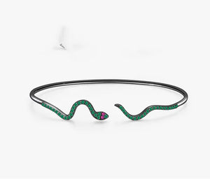 Silver Serpentine Bangles with Zircon Snake Bracelets