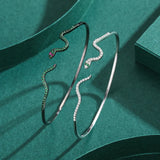 Silver Serpentine Bangles with Zircon Snake Bracelets
