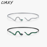 Silver Serpentine Bangles with Zircon Snake Bracelets