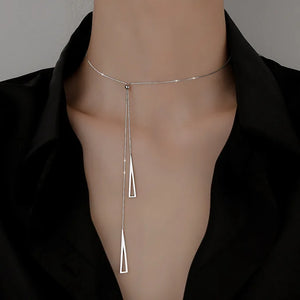 Silver Water Drop Necklace for Women Adjustable Clavicle Chain Choker