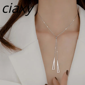 Silver Water Drop Necklace for Women Adjustable Clavicle Chain Choker