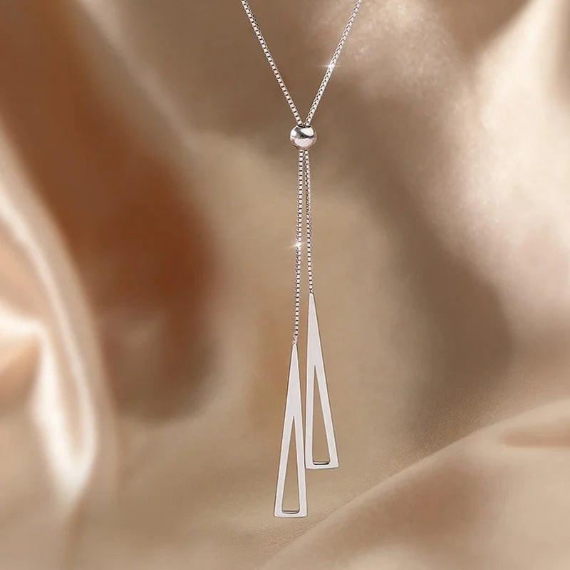 Silver Water Drop Necklace for Women Adjustable Clavicle Chain Choker