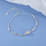Silver Agate Charm Bracelet for Women Leaf Chain Summer Party Jewelry