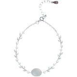 Silver Agate Charm Bracelet for Women Leaf Chain Summer Party Jewelry