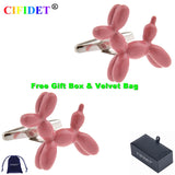 CIFIDET Animal Cufflink Red Paint Dog Balloon Shirt Cuff Link