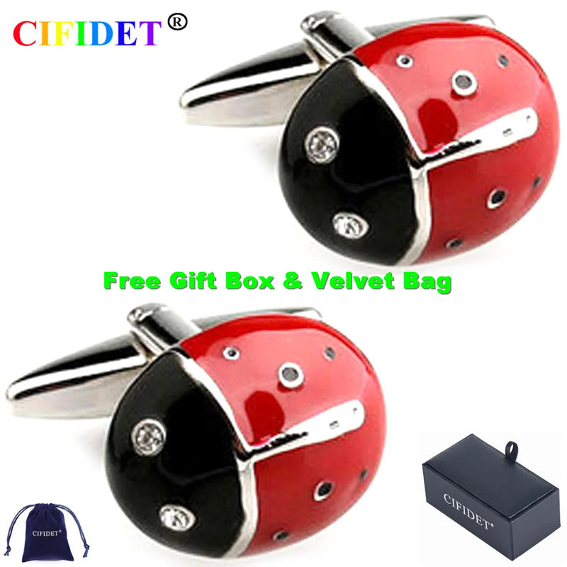 CIFIDET Animal Cufflink Beetle Shirt Cuff Link with Velvet Bag