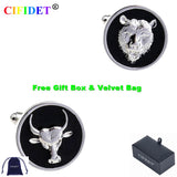 Animal Cufflink Wolf Sheep Shirt Cuff Link With Velvet Bag