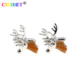 Animal Cufflink Brown Deer Shirt Cuff Link With Velvet Bag and Gift Box
