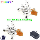 Animal Cufflink Brown Deer Shirt Cuff Link With Velvet Bag and Gift Box