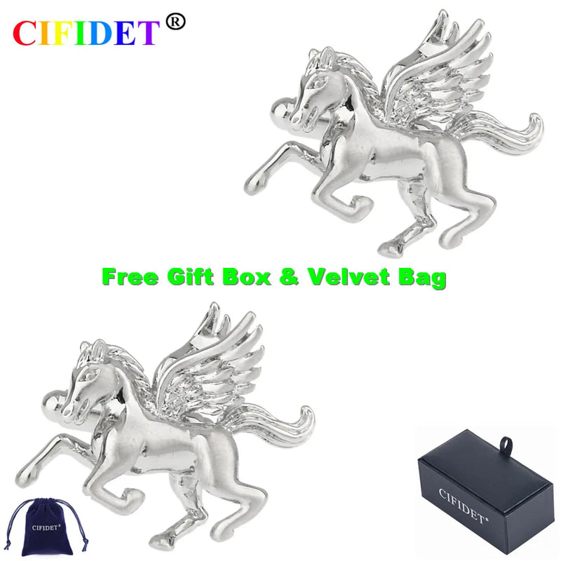 CIFIDET Horse Cufflink Wings Shirt Cuff Link for Men