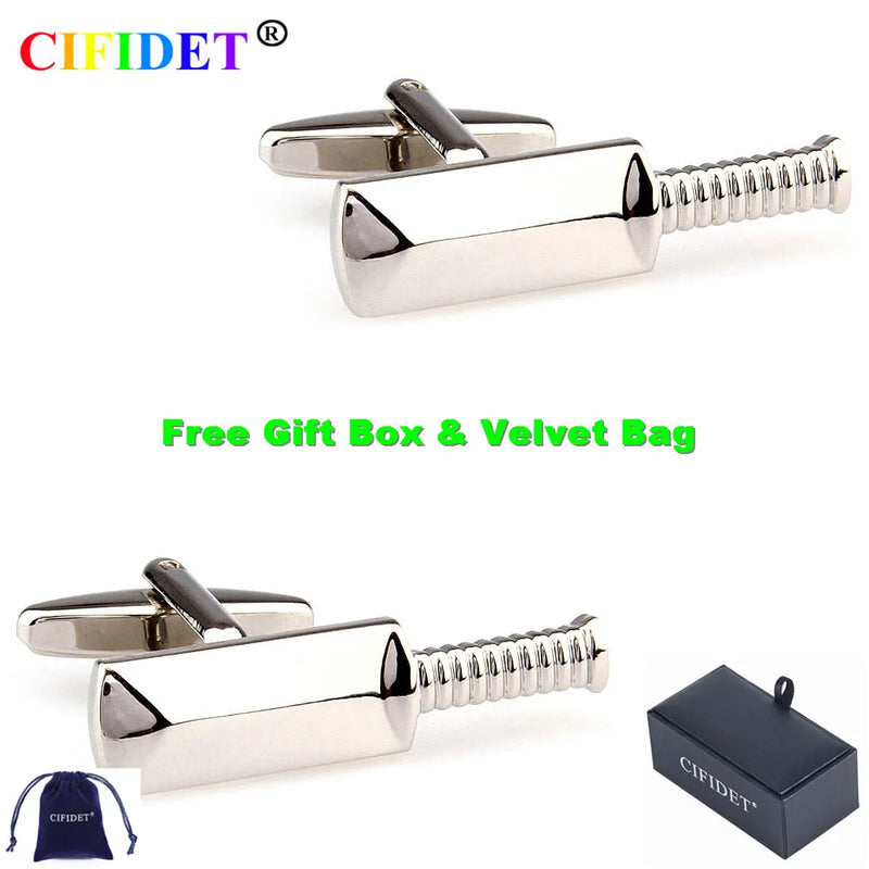 CIFIDET Baseball Bats Cufflink Shirt Cuff Link with Velvet Bag