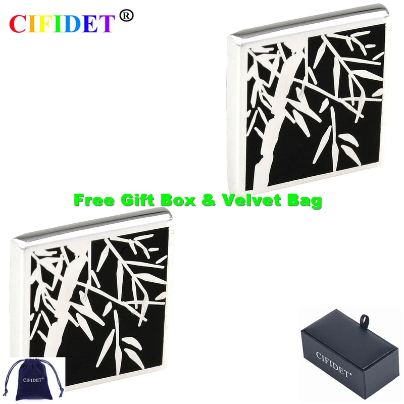 CIFIDET Cufflink Bamboo Shirt Cuff Link Gift Set