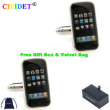 CIFIDET Cufflink Phone Shirt Cuff Link with Velvet Bag and Jewelry Accessories