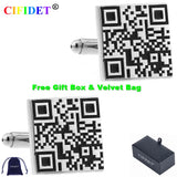 CIFIDET Cufflink QR Code Shirt Cuff Link With Velvet Bag
