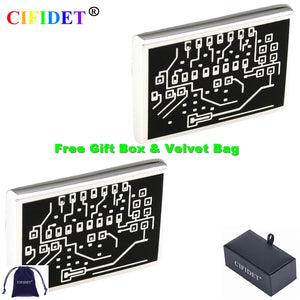 CIFIDET Cufflink Circuit Board Shirt Cuff Link With Velvet Bag