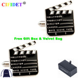 CIFIDET Clapper Board Cufflinks with Velvet Bag - Gift for Men