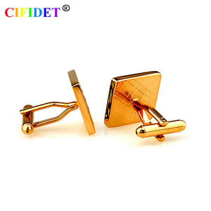 CIFIDET Golden Bamboo Cufflink Set with Bag and Box