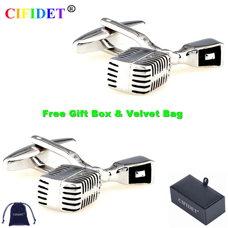 CIFIDET Cufflink Man Microphone Shirt Cuff Link