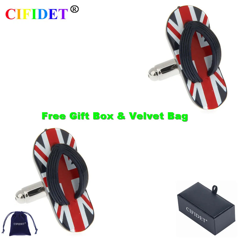 CIFIDET Flag Cufflink Slippers Shirt Cuff Link with Gift Box