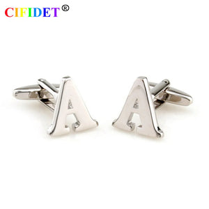 CIFIDET Classic Cufflink Letter A Alphabet Shirt Cuff Link