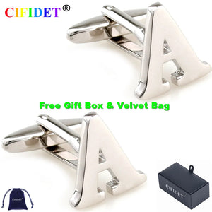 CIFIDET Classic Cufflink Letter A Alphabet Shirt Cuff Link