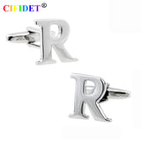 CIFIDET Classic Cufflink Letter R Alphabet Shirt Cuff Link with Velvet Bag