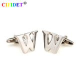 CIFIDET Classic Cufflink Letter W Alphabet Shirt Cuff Link Velvet Bag Jewelry