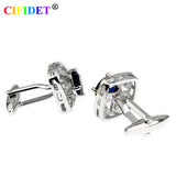 CIFIDET Cufflink & Clear Stones Shirt Cuff Link + Velvet Bag & Gift Box
