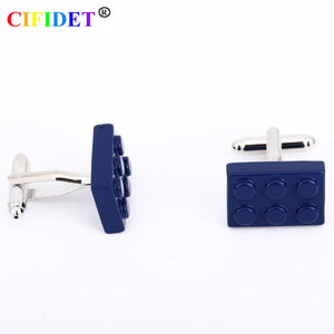 CIFIDET Cufflink Rectangle Blocks Shirt Cuff Link With Velvet Bag