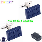 CIFIDET Cufflink Rectangle Blocks Shirt Cuff Link With Velvet Bag