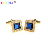 Cufflink Stone Golden Shirt Cuff Link With Velvet Bag and Gift Box