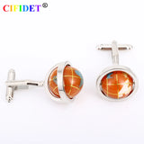 CIFIDET Orange Globe Cufflink with Velvet Bag & Gift Box