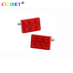 CIFIDET Red Paint Toy Bricks Cufflink with Velvet Bag