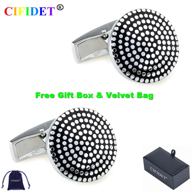 CIFIDET Enamel Cufflink Dots Epoxy Shirt Cuff Link