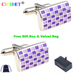 CIFIDET Enamel Cufflink Purple Epoxy Cuff Link