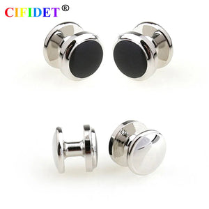 CIFIDET Enamel Shirt Studs Set with Velvet Bag and Cuff Links