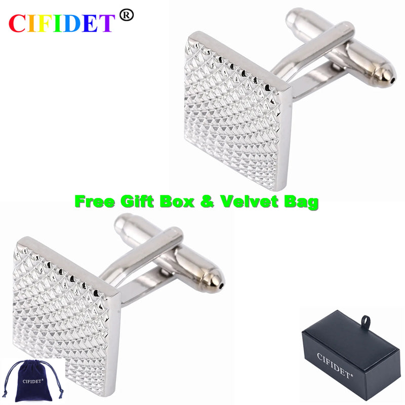 CIFIDET Men's Wave Cufflink with Velvet Bag