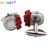 CIFIDET Red Brake Pad Cufflink for Men with Gift Box