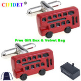 CIFIDET Red Bus Cufflink Men's Shirt Accessory