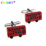 CIFIDET Red Bus Cufflink Men's Shirt Accessory