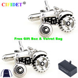 Mens Tractor Cufflink Shirt Cuff Link Velvet Bag Jewelry Accessory Gift