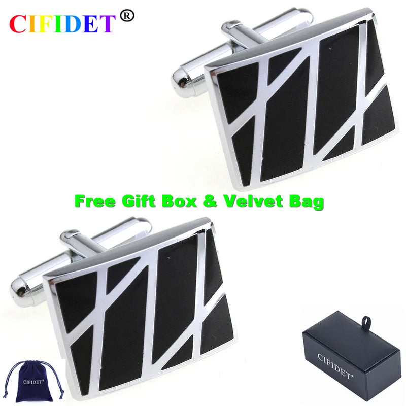 CIFIDET Enamel Cufflinks for Men with Velvet Bag & Gift Box