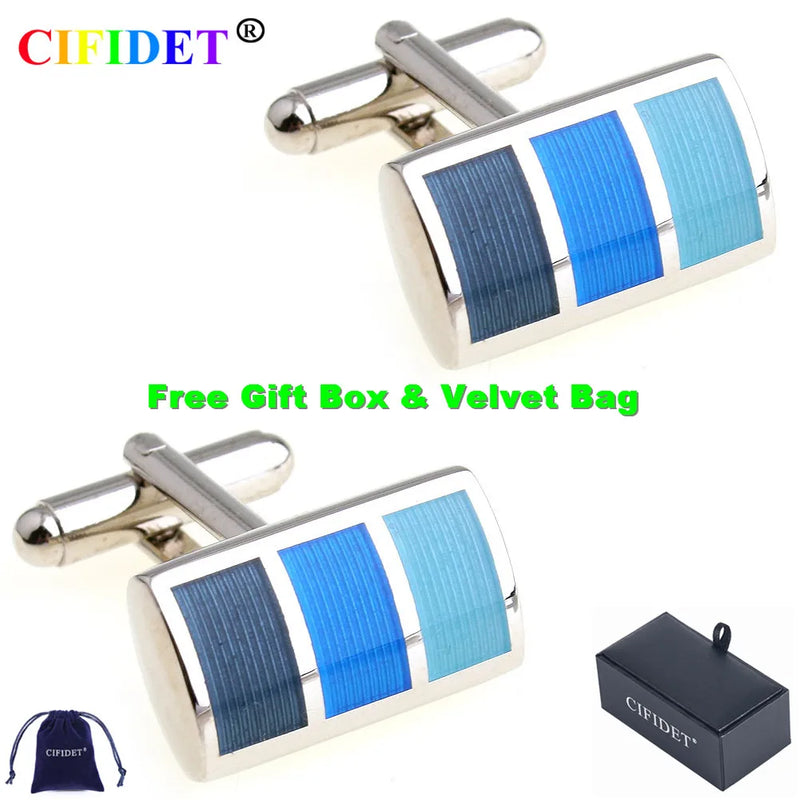CIFIDET Enamel Cufflink Shirt Link in Velvet Bag