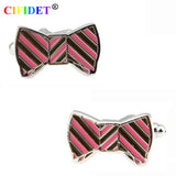 Pink Bow Enamel Cufflink Painting Shirt Cuff Link