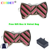 Pink Bow Enamel Cufflink Painting Shirt Cuff Link