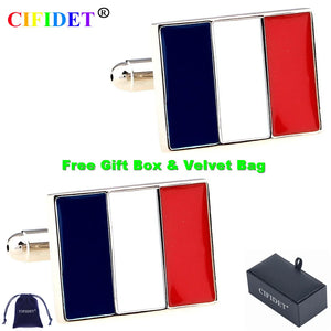 CIFIDET Patriotic Cufflink Flag Shirt Cuff Link Gift Box
